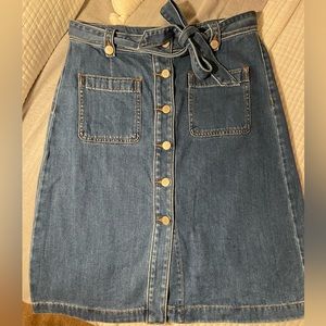 LOFT Denim Belted Skirt